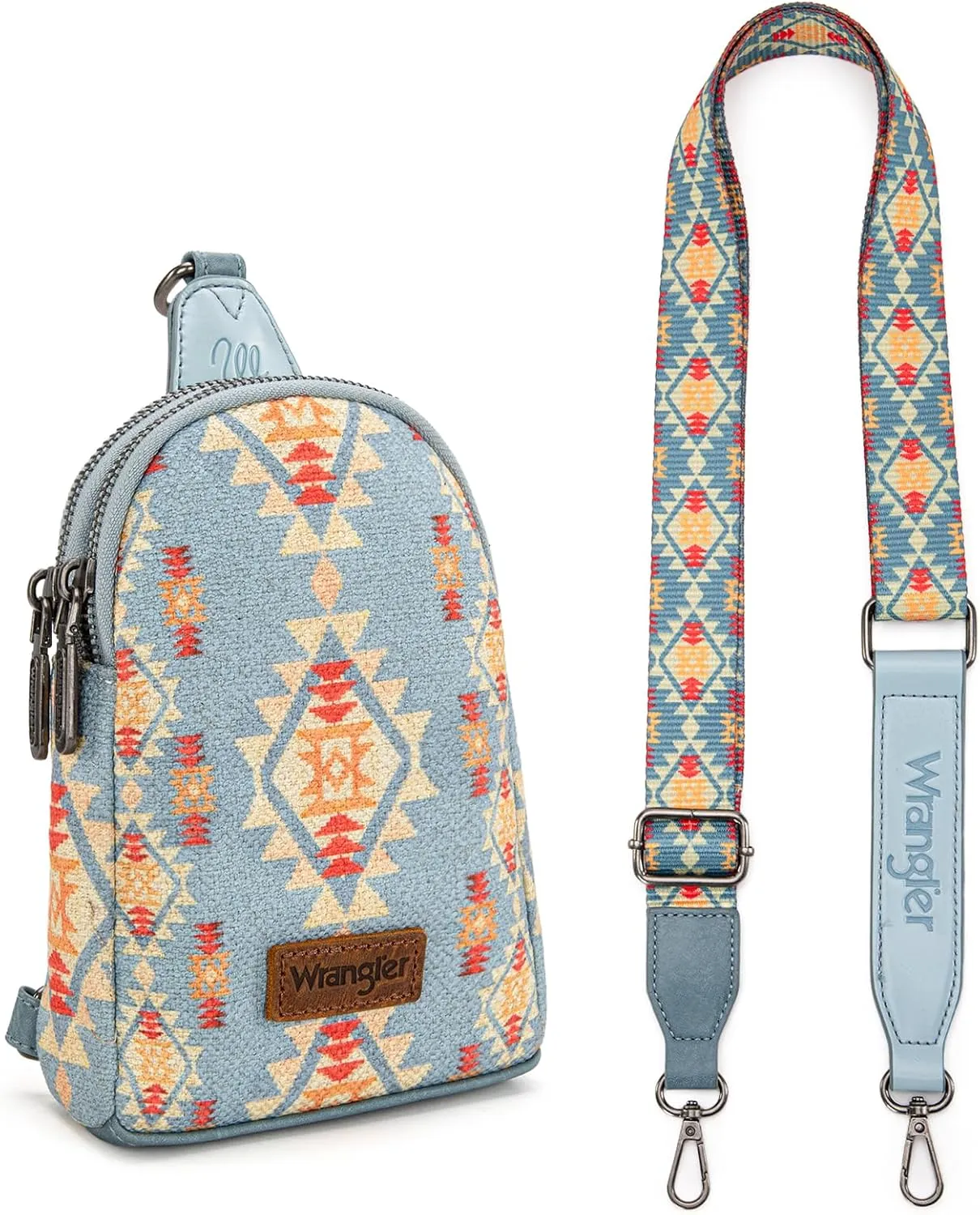 Wrangler Aztec Crossbody Sling Bags for Women Southwestern Print Purse with Detachable Strap