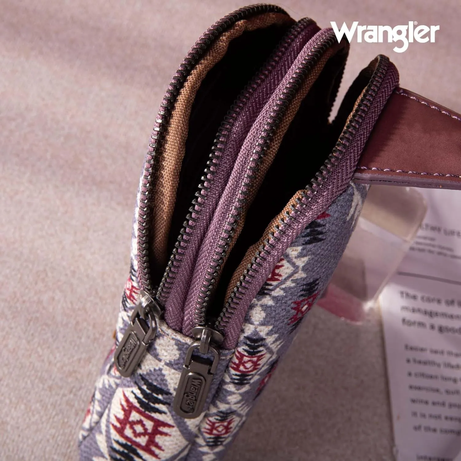 Wrangler Aztec Crossbody Sling Bags for Women Southwestern Print Purse with Detachable Strap