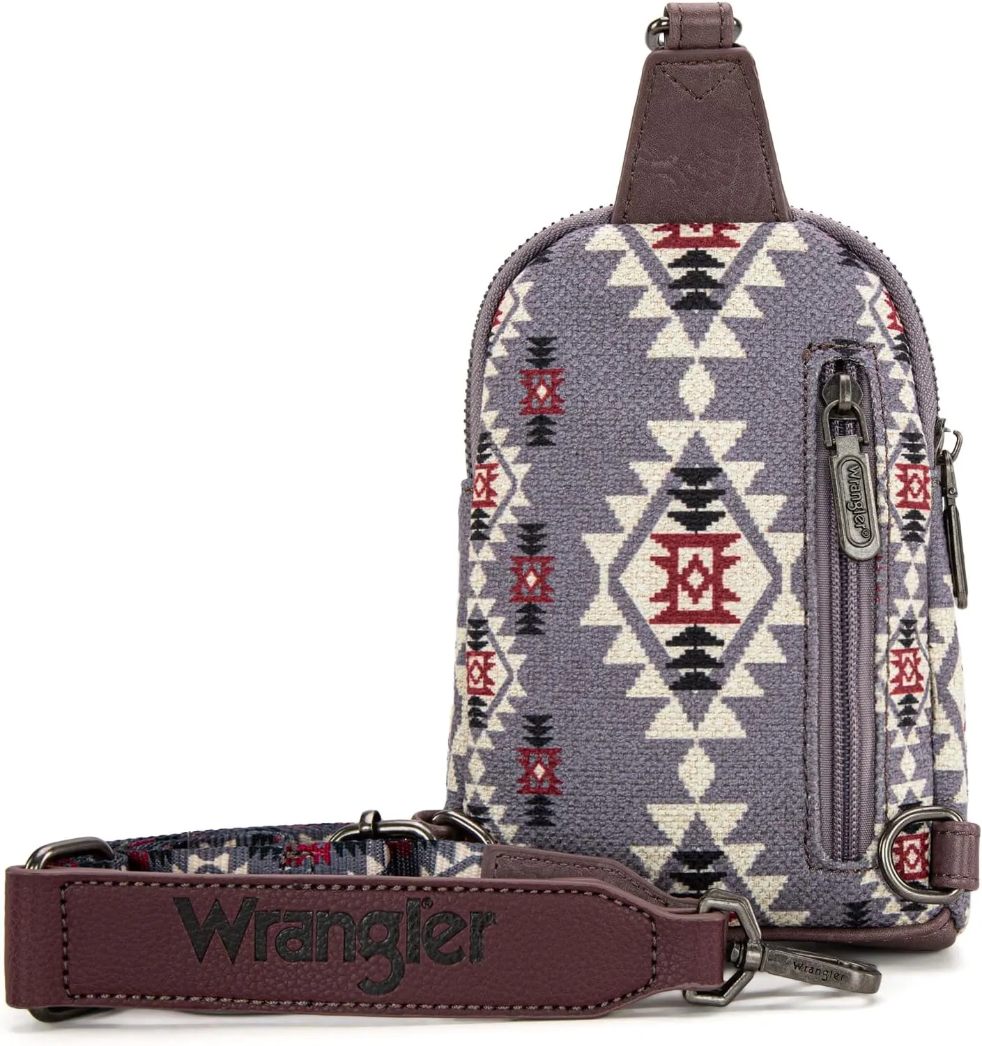 Wrangler Aztec Crossbody Sling Bags for Women Southwestern Print Purse with Detachable Strap