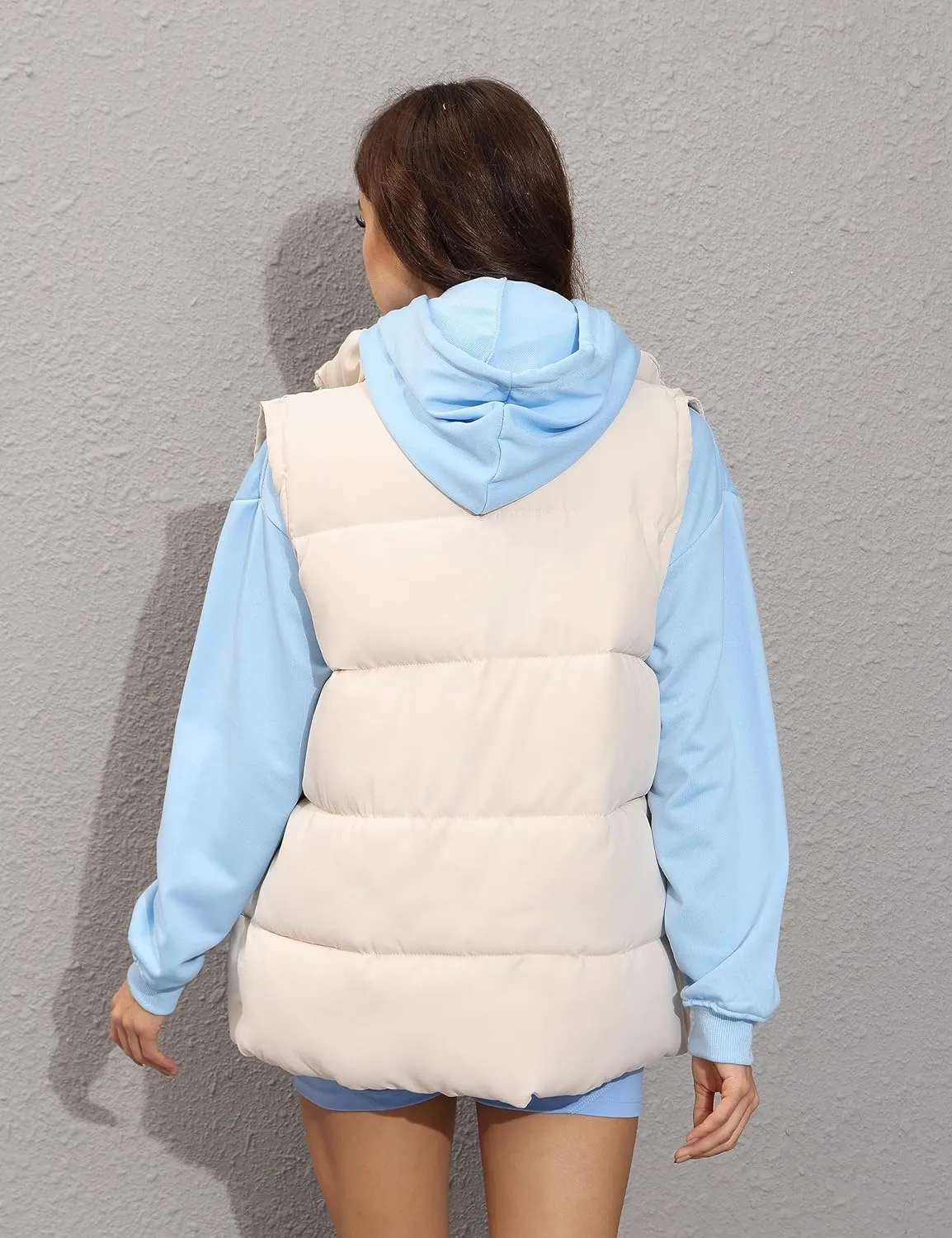Xiaoxuemeng Womens Puffer Vest Collared Sleeveless Zip Up Padded Gilet Jacket Outwear