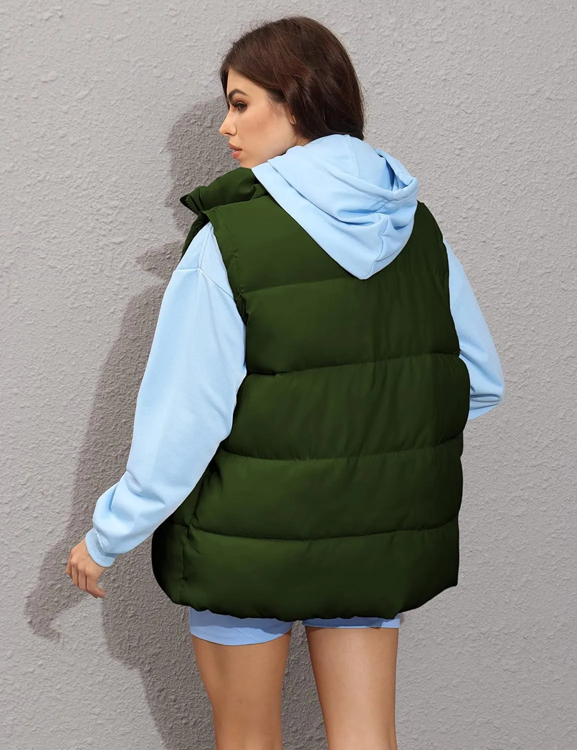 Xiaoxuemeng Womens Puffer Vest Collared Sleeveless Zip Up Padded Gilet Jacket Outwear