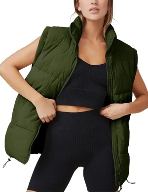 Xiaoxuemeng Womens Puffer Vest Collared Sleeveless Zip Up Padded Gilet Jacket Outwear