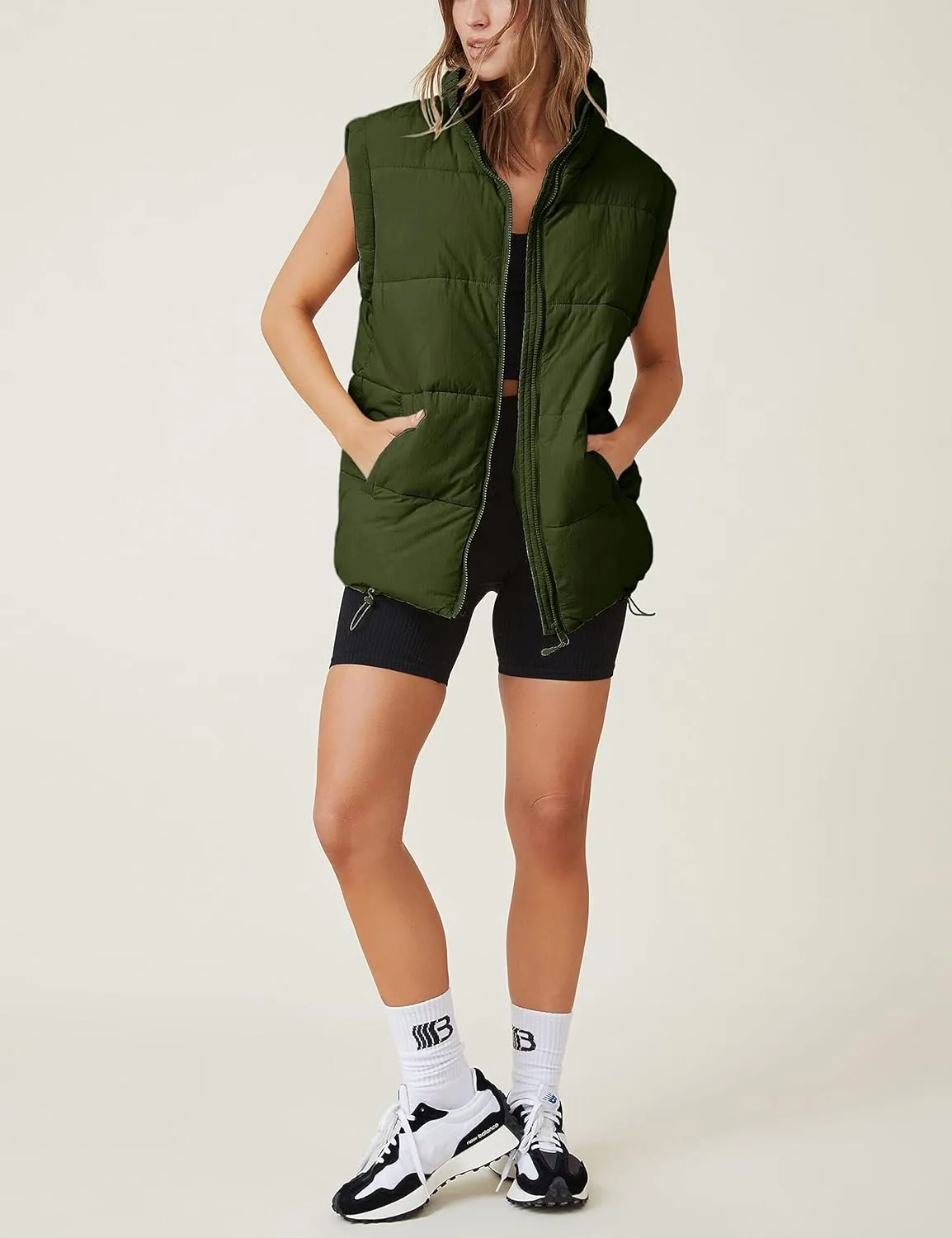 Xiaoxuemeng Womens Puffer Vest Collared Sleeveless Zip Up Padded Gilet Jacket Outwear