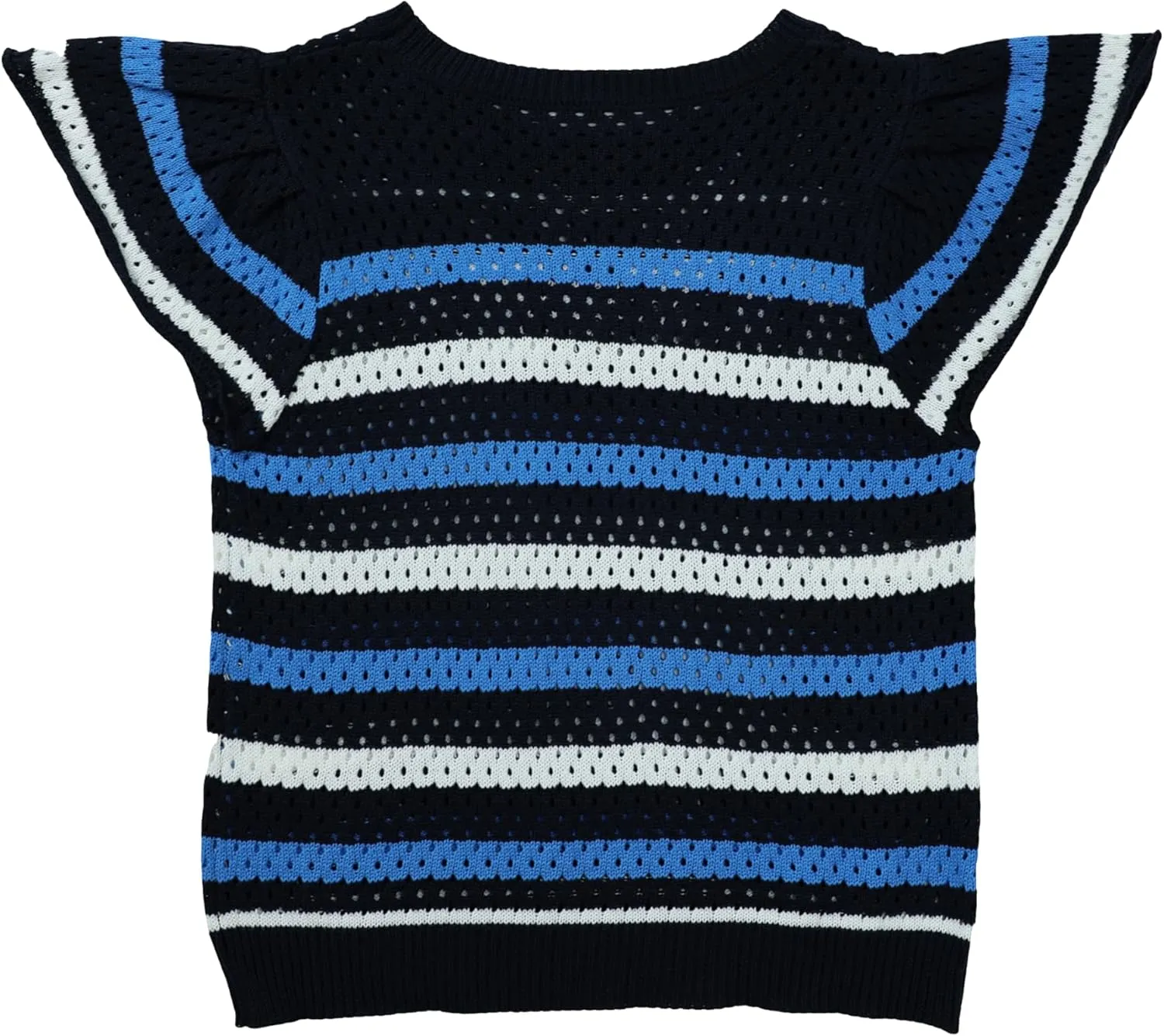 Yeokou Womens Crochet Sweater Top Short Flutter Sleeve Crew Neck Summer Casual Knit Tank Pullovers