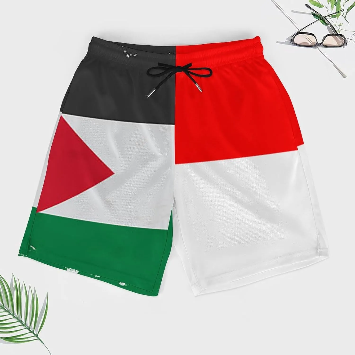 Zakqeik Palestine Flag Mens Swim Trunks Quick Dry Swim Shorts with Pockets Funny Beach Shorts