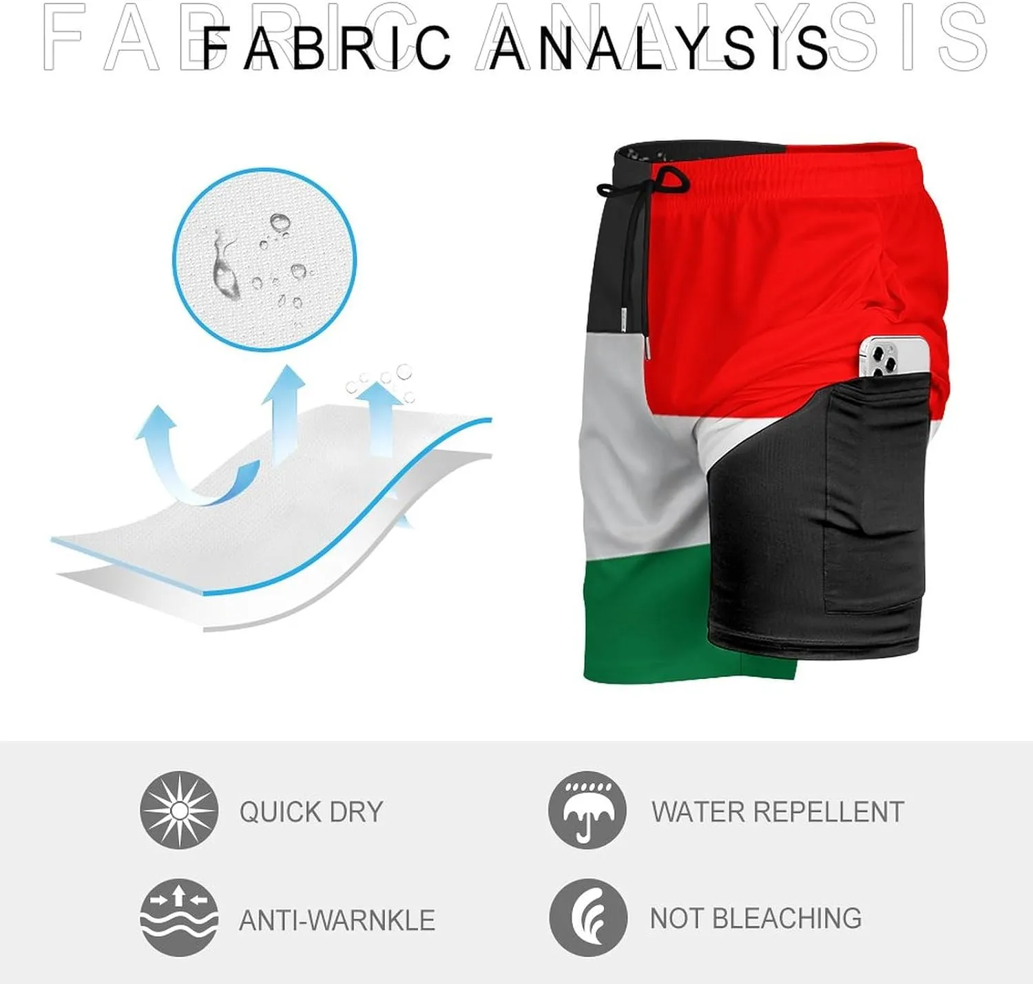 Zakqeik Palestine Flag Mens Swim Trunks Quick Dry Swim Shorts with Pockets Funny Beach Shorts
