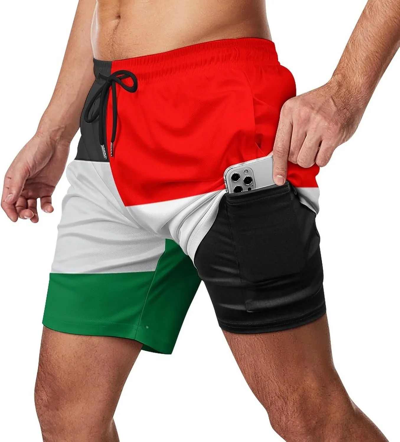 Zakqeik Palestine Flag Mens Swim Trunks Quick Dry Swim Shorts with Pockets Funny Beach Shorts
