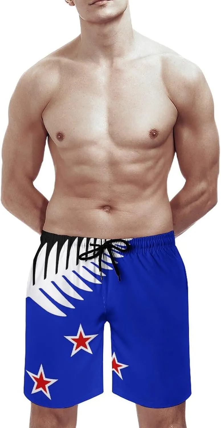 Zakqeik Slovakia Flag Mens Swim Trunks Quick Dry Swim Shorts with Pockets Funny Beach Shorts