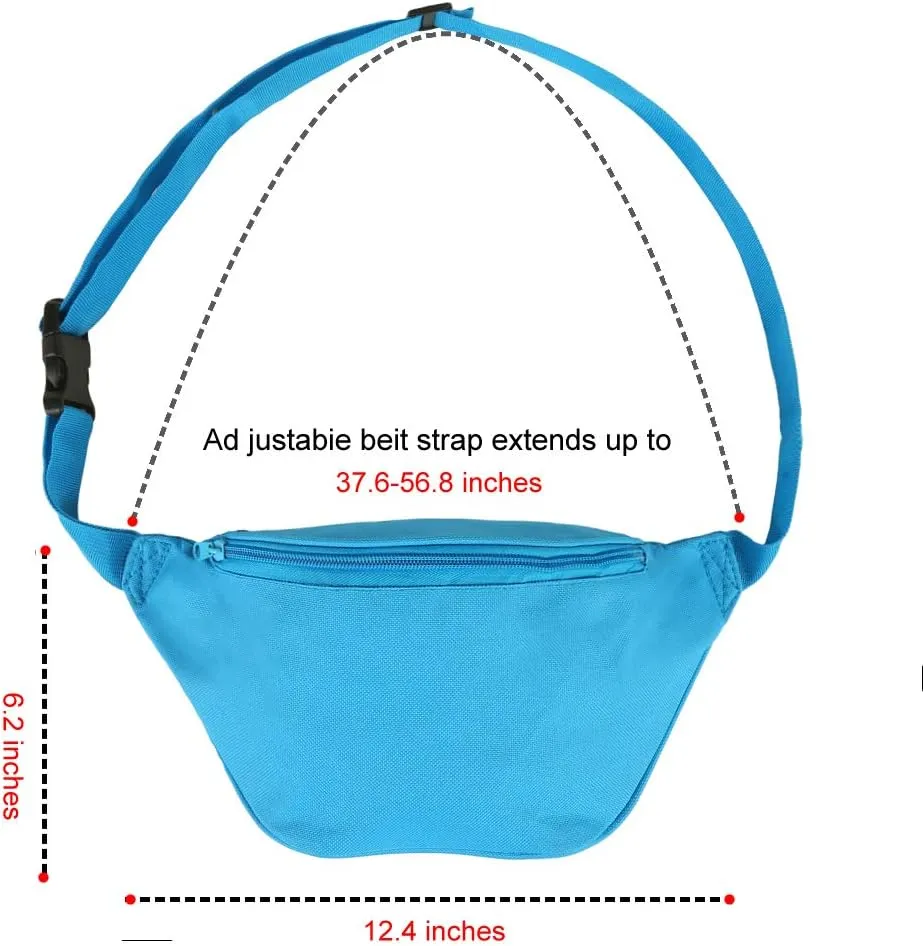 Zip Running Fanny Pack for Women and Men,Canvas Waist Bag with Adjustable Strap for Outdoors Workout Running,Hiking,Traveling,Biking,Rave and Festival