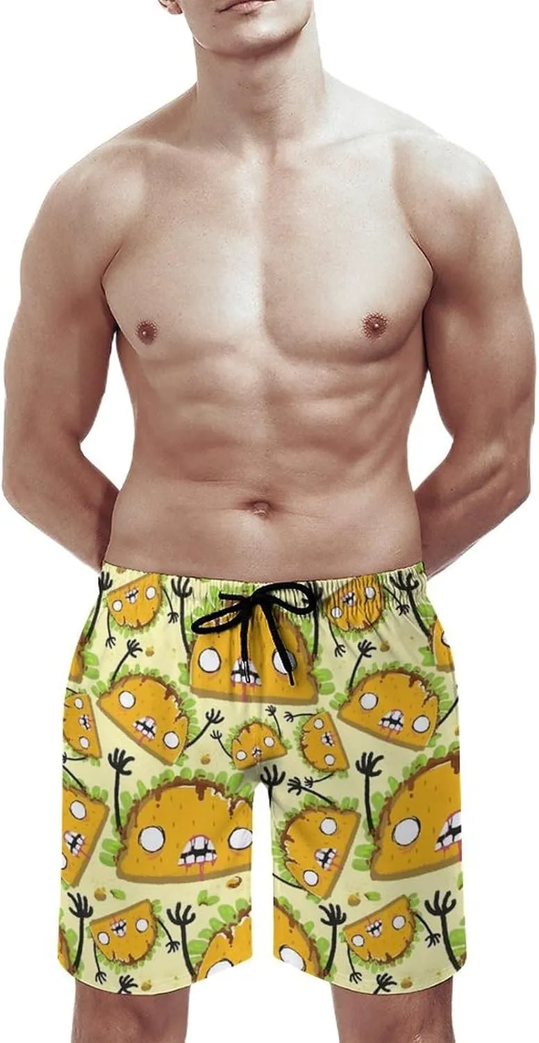 Zombie Taco Men's Swim Trunks Quick Dry Bathing Suit Swimming Shorts Beach Swimwear