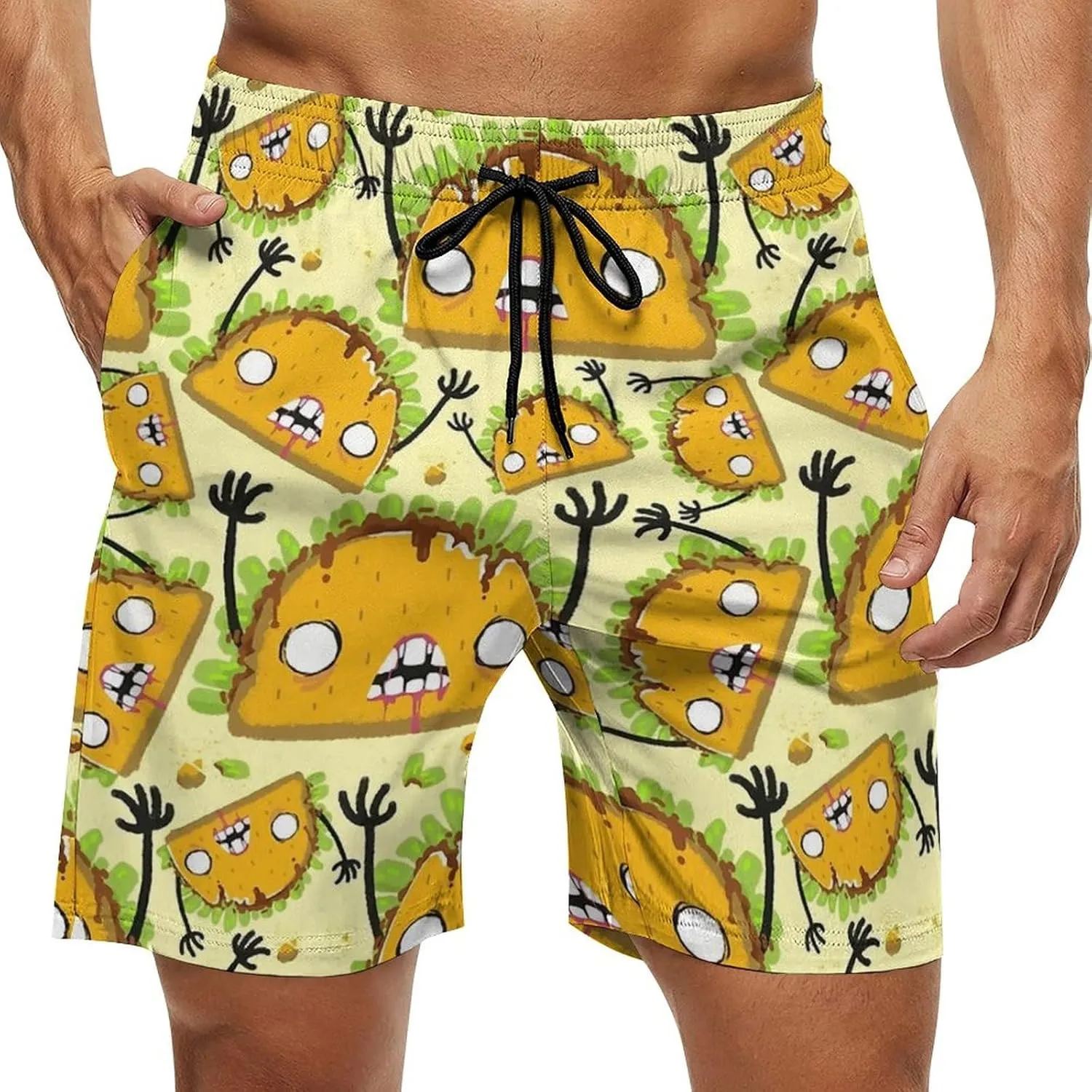 Zombie Taco Men's Swim Trunks Quick Dry Bathing Suit Swimming Shorts Beach Swimwear